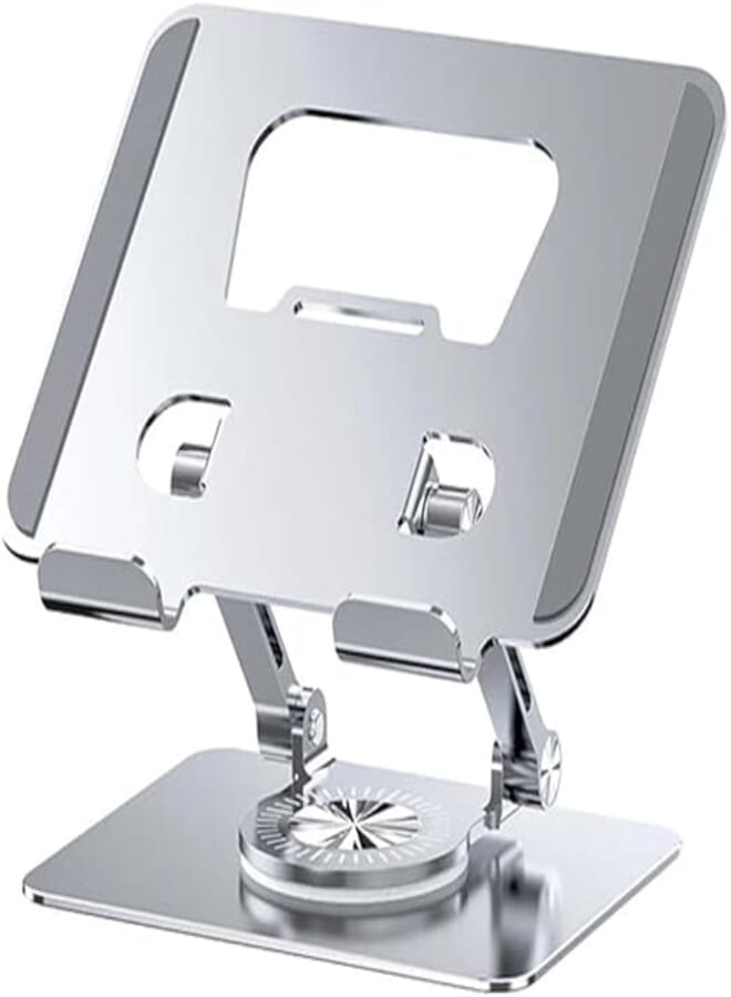 ROBEVE Tablet Stand 360 Degree Rotating Tablet Stand Foldable Metal Tablet Holder Stand Tablet and Phone Holder Stand Tablet Holder Metal (Light Grey)